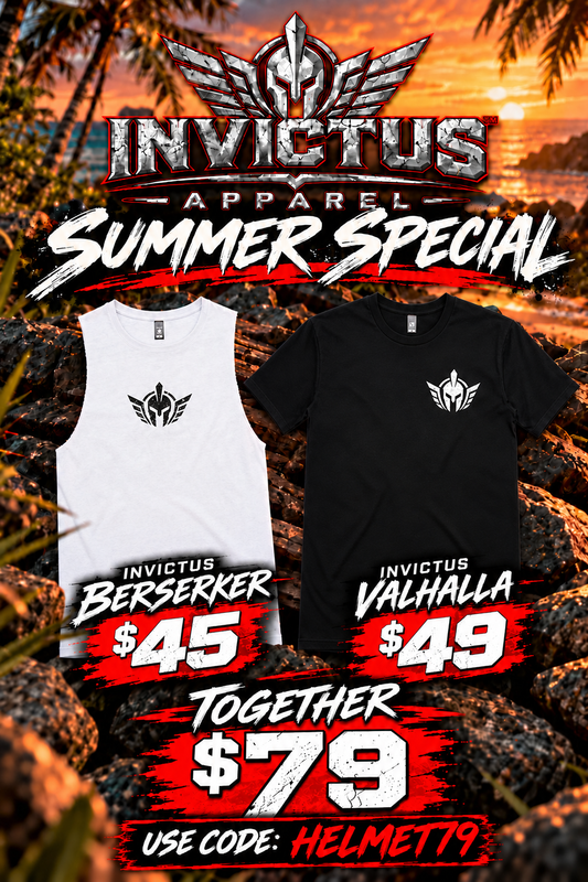 Summer Special Bundle — Berserker Singlet + Valhalla Tee Helmet Edition $79