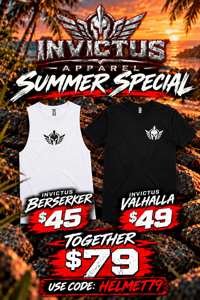 Summer Special Bundle — Berserker Singlet + Valhalla Tee Helmet Edition $79